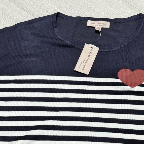 Philosophy Navy and White Striped Top with Red Accent - Picture 6 of 16